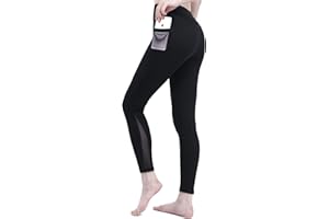 dowskwx Leggins Deportivos Mujer con Bolsillos, Cintura Alta Mallas Deporte Mujer Pantalon Yoga Mesh Leggings para Fitness Running Pilates