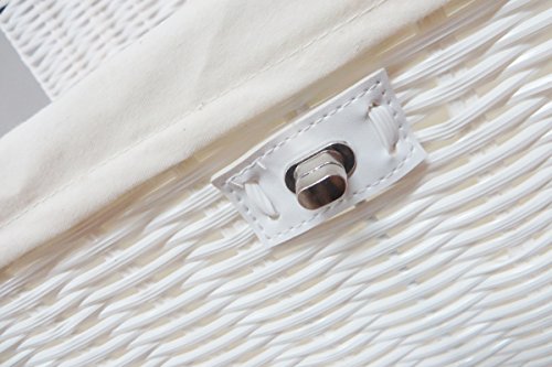 Arpan Medium Wäsche Korb mit Deckel und Futter Aufbewahrungskorb mit herausnehmbarem Futter, – weiß - 5