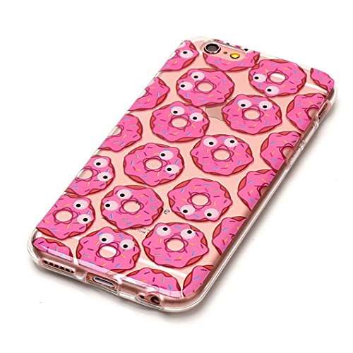Wanxideng Funda iPhone 6 6S Slim Clear Case Cover Carcasa Transparente Claro Funda de Silicona TPU Carcasa Ultra Delgado Ligero Funda Suave Liso Casco Anti Rasgu  os Caja Anti Choque Funda Protectora con dise  o creativo - Donut Rosado