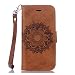 Produktbild Lonchee Apple iPhone 6s Plus(5.5 Zoll ) Wallet Tasche Brieftasche Schutzhülle ,Mandala Blumenmuster geprägt Muster Design Hochwertige PU Leder Folio Tasche Case Hülle im Bookstyle mit Standfunktion Kredit Kartenfächer (braun)