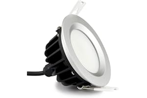 Szzilian LED Recessed Spotlight, 9W 810lm Recessed Lights, IP65, AC220V-240V, 3000K Warm White, for Bathroom, Bedroom, Kitchen, Indoor and Outdoor, Silver Grey, Pack of 1