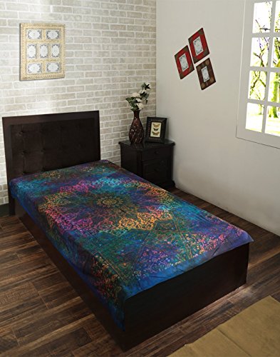 Tapisserie Twin Blue Tie Dye Bohemian Elephant Star Mandala Wandbehang Boho Hippie Strand Überwurf Vorhang - 3