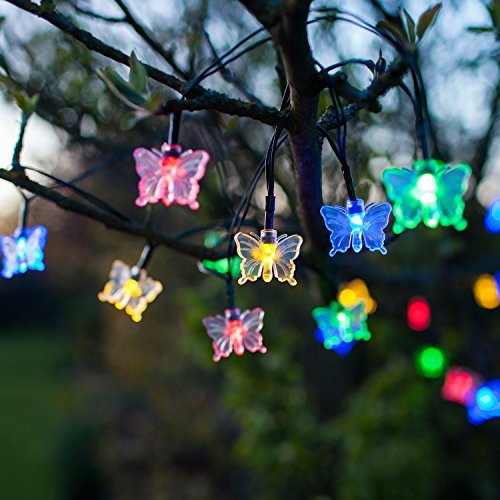 Solar Lichterkette Schmetterling, 30 bunte LEDs