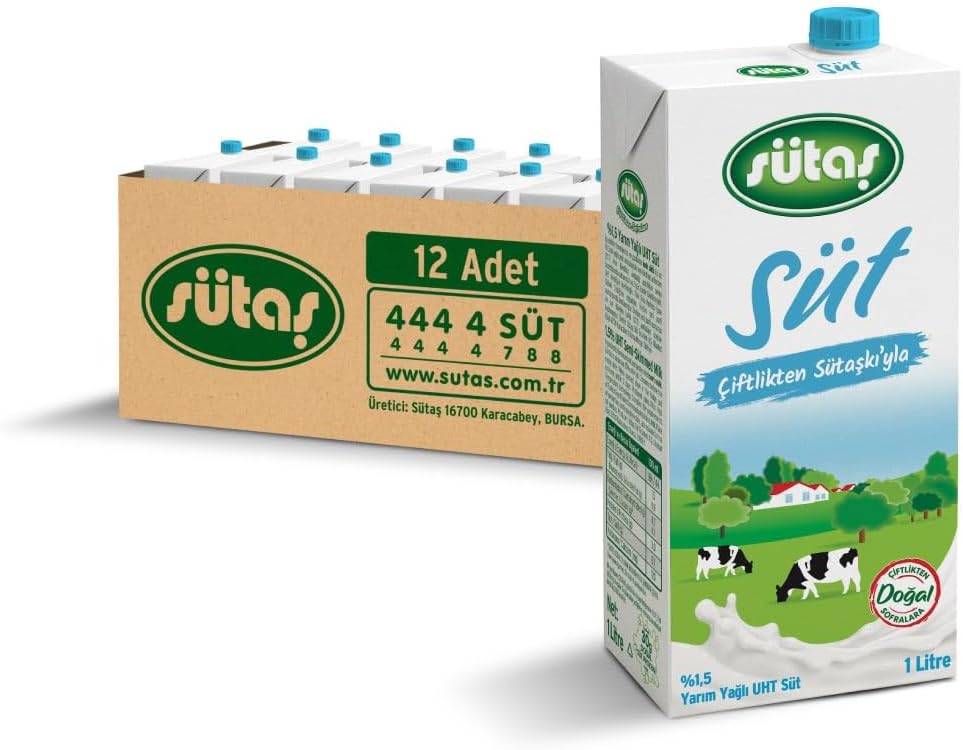 Sütaş Yarım Yağlı Süt (12 x 1 lt)
