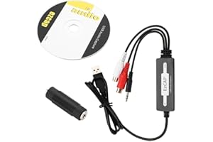 TANGXI USB Audio Capture Card Audio Sound Grabber Recorder for Turntable Cassettes to MP3/WAV, Dual Channel Stereo Audio