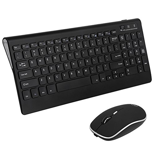 Combo de Ratón Inalámbrico de Teclado Recargable Teclados Compactos Portátiles de Bajo Perfil Ratón óptico Silencioso Carga USB para Computadora PC Portátil Chromebook
