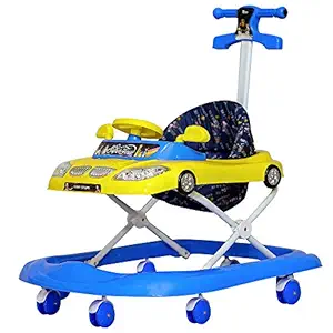 Steelbird Toddler Kids Walker with Toy and Music System, Adjustable Height and Soft Fabric 6 Months and Above (Blue Walker )