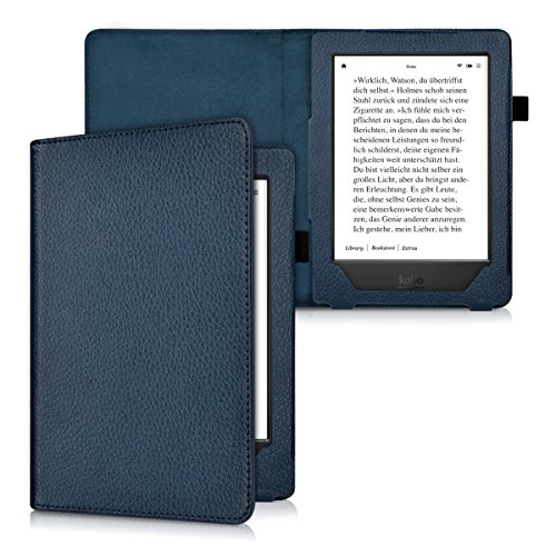 kwmobile Flip Hülle Case für Kobo Aura H2O – eReader Tasche Schutzhülle Cover Kunstleder Bookstyle in Dunkelblau - 5