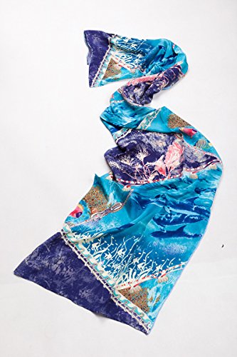 Prettystern P284 -160cm Art Print 100% matte fein Silk Scarf / Wrap - the World of Sea