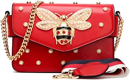 Fanova Elegant Pearl Cartoon Metal Applique Women Cross Body Bag Fashion Waterproof PU Flap Shoulder Handbag