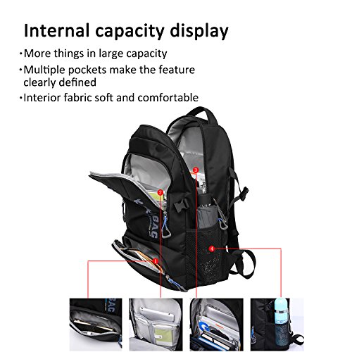 FANDARE Freizeit 15.6 Zoll Laptop Rucksack Reisetaschen Schulrucksack Reisen Wanderrucksäcke Daypack Herren Oxford Polyester - 5