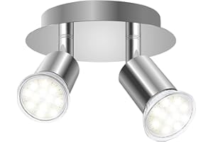 DoRight Focos LED de techo orientables 360° Foco giratorio de 2 vías plano redondo de 12 cm Focos de techo Bases luminosos 2 x GU10 para salón, cocina (sin fuente de luz)