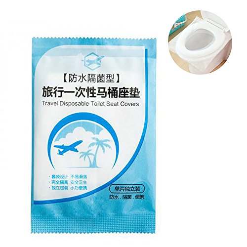 Pawaca Disposable Toilet Seat Cover, 50PCS Pack Waterproof Anti-Bacterial Toilet Pad Mat for Travel Hotel Hospital and Public Place Toilet (Independent Packing)