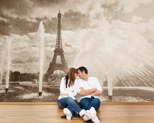 Bilderdepot24 Vlies Fototapete "Eiffelturm im Retrostyle - Paris Frankreich - sephia" 155x100 cm - direkt vom Hersteller, inklusive Kleister