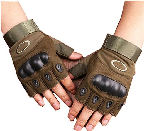 DALINFA Men's Outdoor Riding Army Fan Half Finger Gloves Climbing Sports Jungle Anti-skid Fitness Gloves