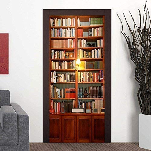 Wallflexi Porta murale Vintage libreria cameretta Decorazione Home Wall Arte murale Decalcomanie Soggiorno Ristorante Hotel Café Office Décor Rimovibile Autoadesivo, Multicolore
