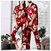 Produktbild AXIANQIPJS Paar Leichte Stoffpyjamas Set V-Stil Revers Kurzarm Pyjamas Schwarz Blau Rot M-3XL (Color : Red, Size : Ms. XL)