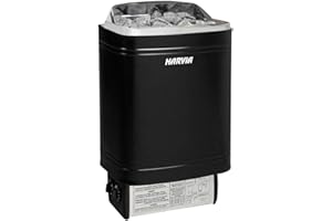 Harvia Top Steel - Estufa eléctrica para sauna (8 kW, con control integrado para montaje en pared) (M80 negro sin piedras de sauna)