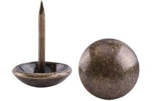 AKOZON Uñas de tapicería vintage de 100 piezas Etiquetas de metal de bronce Muebles Sofá Puerta de zapato Proyectos decorativos de bricolaje Tachuela(Superficie liscia13*17mm)