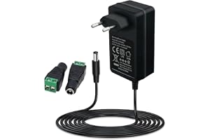 Nätadapter 12 V 2 A universell strömförsörjning AC DC-transformator med 2 DC-strömkontakter AC220 V, 230 V till DC12 V, drivdon, omvandlare, laddare, högtalare, LED-remsor, routrar, CCTV-kameror