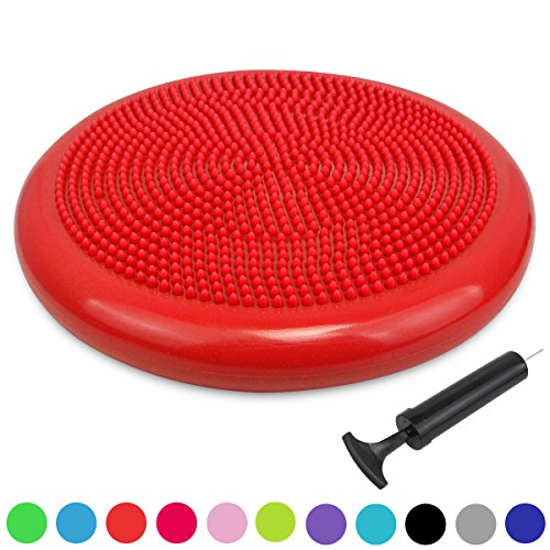 34cm 35cm Ballsitzkissen inkl. Pumpe von 9 Farbe (Schwarz, Blau, Grün, Orange, Rot, Turkis, Rosa, Pink und Lila), TRIDEER Anti-Burst Sitzballkissen / Balance Board / Balance Kissen / Wackelbrett für Fitness, Yoga und Physical Therapy, für Damen Herren