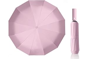 Maibar Windproof Umbrella 24 Ribs Waterproof Umbrella, Folding Travel Umbrellas, Wind proof Parasols for Men and Women (Pink)