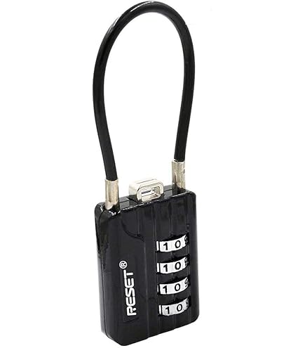 Supecesorio Hangslot met 4 cijfers, cijfercombinatie, 175 mm staalkabel, waterdicht en diefstalbestendig voor fiets, bagage, kluisjes, gereedschapskoffer en schuur Supecesorio Hangslot met 4 cijfers, cijfercombinatie, 175 mm staalkabel, waterdicht en diefstalbestendig voor fiets, bagage, kluisjes, gereedschapskoffer en schuur