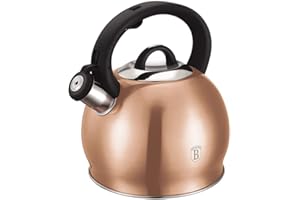 BERLINGERHAUS Berlinger Haus Bollitore da tè a fischio per piano cottura, teiera in acciaio inox da 3,2 litri, per piano cottura, bollitore con manico a pulsante, teiera in acciaio inox con base a induzione
