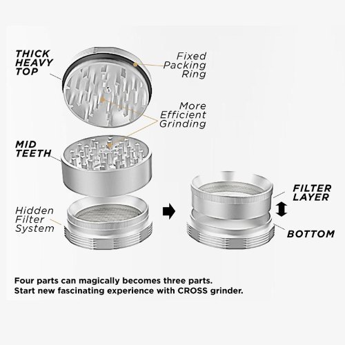 Black Leaf Cross Grinder 4-tlg – Ø55mm H35mm Crusher - 3