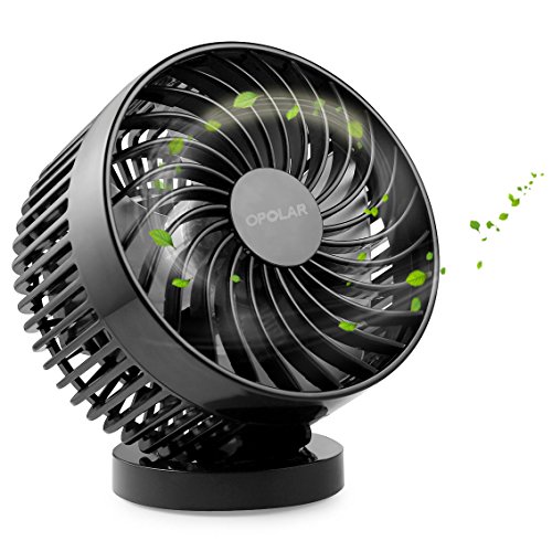 OPOLAR F111 neueste Version Wiederaufladbare und Portable Desktop 4-Zoll-Mini-USB-Ventilator, mit 2200mAh LG Akku für Haus, Büro und Reisen - Stufenlos Windgeschwindigkeit (abnehmbare Abdeckung)