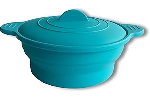 ELECTROHOGAR Vaporera Silicona 1200ml | Estuche Vapor Plegable De Silicona Para Horno Y Microondas | Cocinar Al Vapor U Horno Rápido y Saludable | Olla Vaporera Fácil De Guardar y Limpiar