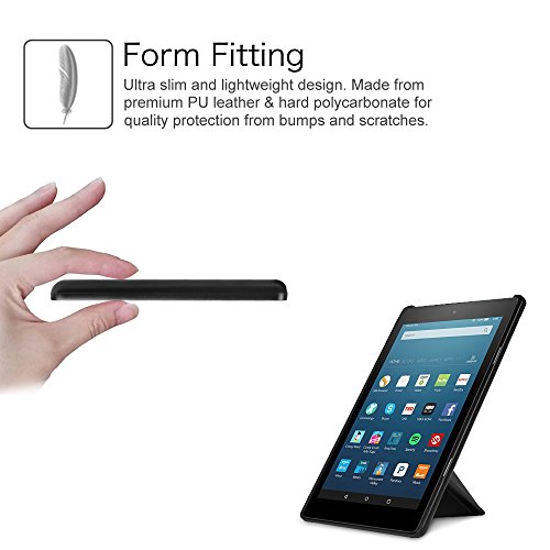 Fintie Hülle für Fire HD 8 Tablet (6. Generation – 2016) – [Origami Serie] Schutzhülle mit Standfunktion und Auto Schlaf / Wach Funktion, Schwarz - 6