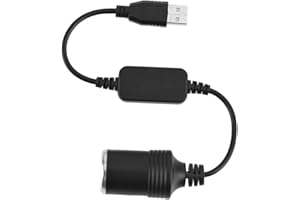 EXLIY Cavo adattatore convertitore da porta USB a 12V presa accendisigari da auto femmina, convertitore di alimentazione porta USB adatto per registratore di guida in auto, cane elettronico, caricabatteria