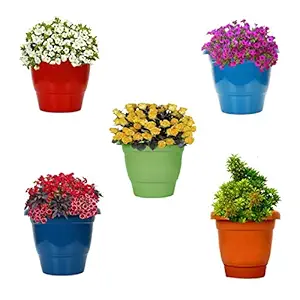 Kraft Seeds Plastic Flower Pots, 10 Inches, Set of 5