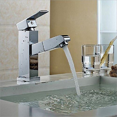 JinRou Modern bathroom basin faucet Contemporary Pullout Brass Chrome Bathroom Sink Faucet Cold and Hot Basin Taps