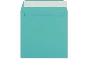 GLÜXX AGENT 25 buste quadrate per lettere, colore turchese, 15,5 x 15,5 cm, 120 g/m², con chiusura adesiva, resistenti senza finestra, dal vostro agente Glüxx