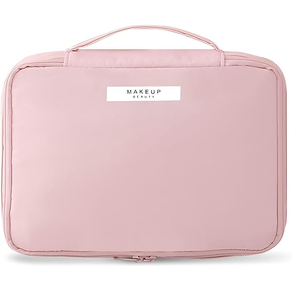 Borsa Trucco A Doppio Strato Rosa – Trousse Da Viaggio Impermeabile 23x17x16 Cm Con Scomparti E Elastico