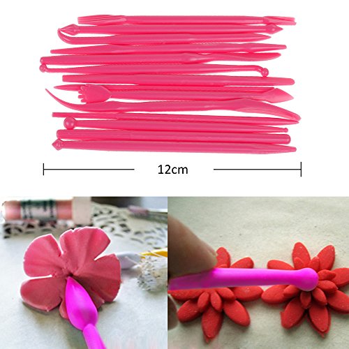 Rovtop 47-teilige Set Fondant Ausstecher Ausstechformen Auswerfer Stempel Tortendeko insgesamt 14-teilige Blumenmodellierungswerkzeuge und 13-teilige Ausstechformen Auswerfer - 5