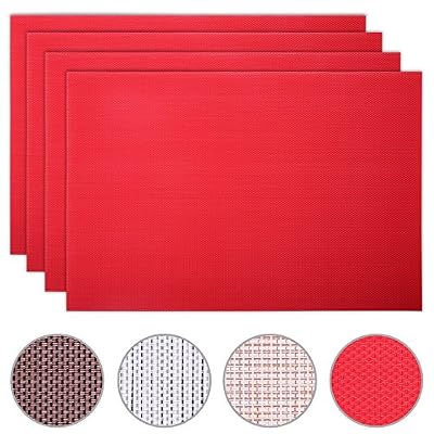 CITÉTOILE Lot de 4 Sets de Table Napperons Tressés en PVC et Polyester Lavables à la Main Resistant à la Chaleur Résistance à l'abrasion Antidérapant Imperméable 45cm x 30cm Art de Cuisine Décoration de Table Pour Dîner Cuisine Salle à Manger R…