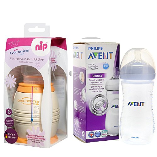 NIP Flaschenkühler Cool Twister inkl. inkl. 1 x Philips Avent NaturNah Flasche 330ml mit Sauger 3 Mo+