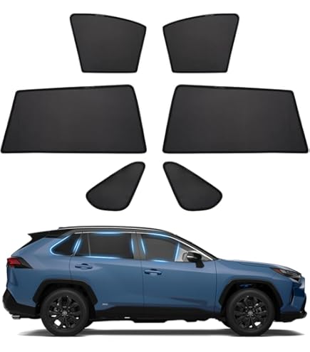 Set Car Shades (achterportieren) compatibel met Toyota RAV-4 (5th Gen) 2018- (2-delig) Pasklare Auto Zonwering