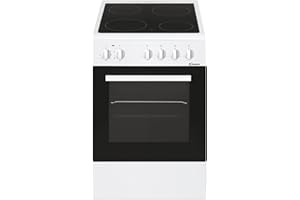 Candy CVE5436FEEW/E Cocina Libre Instalación 50cm, Horno Multifunción 43L con 6 Funciones, Vitrocerámica 4 Zonas, Mandos Independientes 4 para Vitrocerámica y 2 para Horno, Blanco