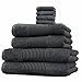Produktbild Liness-Stripes 8 tlg Duschtuch-Set 2 Duschtücher 70x140 cm 2 Handtücher 50x100 cm 4 Waschhandschuhe schwarz gestreift Frottee 100% Baumwolle Handtücher Set grau anthrazit