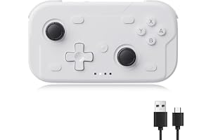 AceGamer Pocket Controller，Wireless Controller for Switch/PC/iOS/Android，Mini Size Gamepad Joystick with Turbo/ 6-Axis Gyro Sensor/One-Button Wake-Up (White)