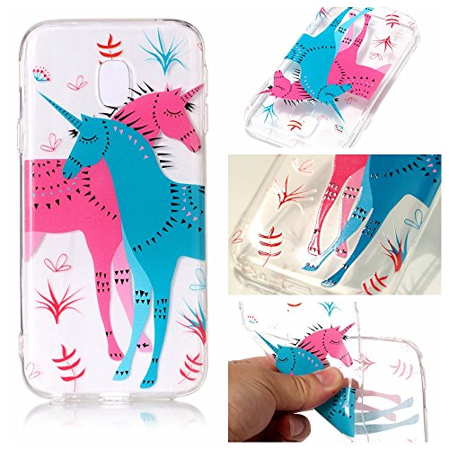 Samsung Galaxy J3 2017 Case, Samsung Galaxy J330 Cover,Transparent Clear Soft TPU Gel Cover Protector Case for Samsung Galaxy J3 2017, Cozy Hut Crystal Clear TPU Case Soft Slim Anti-Scratches Shock Absorption Soft Silicone Back Colorful Printed Pattern Silicone Case Protective Cover Cell Phone Case for Samsung Galaxy J3 2017 ( J330F ) 5.0 Inch (Not for Samsung Galaxy J3 2017 / J320 US-Model) - Couple unicorn