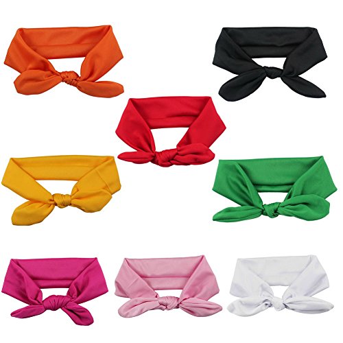 OurWarm Baby Hair Band Lovely Bunny Ear Baby Headbands Cotton Scarf Hair Bow Elastic Knot Rabbit Hair Bands 8pcs/lot