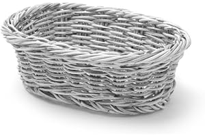 HENDI Corbeille à pain et fruits, ovale, porte-pain, rangement, plateaux de service, présentoir, 190x120x(H)60mm, gris clair, polypropylène