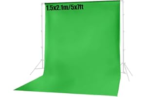 Green Screen Background Backdrop AOBETAK 5x7ft Thicker Fabric Photo Backdrop for Photography Studio Video Edition Live Streaming and Special Effects, Small