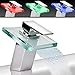 Produktbild Aquamarin - Wasserhahn LED Armatur Wasserfall für Waschtisch Waschbecken Badezimmer Messing und Glas