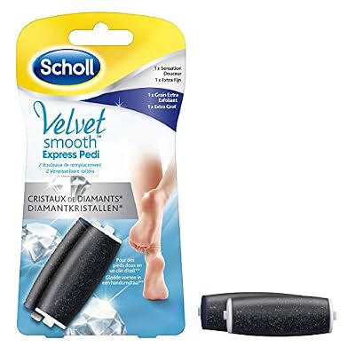 Scholl Scholl - Recharges de rouleaux Râpe à pieds Velvet Smooth aux Cristaux de Diamants - 1 x Grain Extra Exfoliant + 1 x Sensation douceur